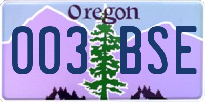 OR license plate 003BSE