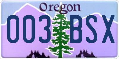 OR license plate 003BSX