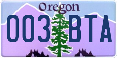 OR license plate 003BTA