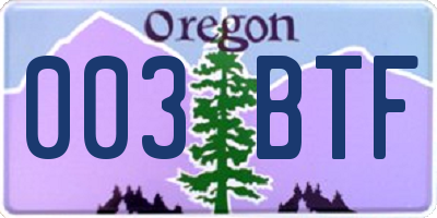OR license plate 003BTF