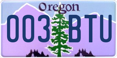 OR license plate 003BTU