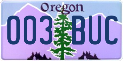 OR license plate 003BUC