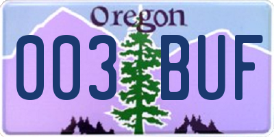 OR license plate 003BUF