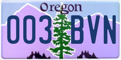 OR license plate 003BVN