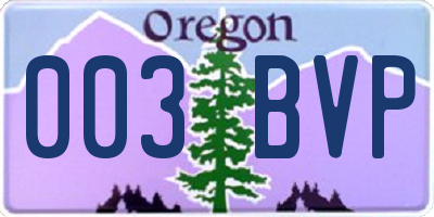 OR license plate 003BVP