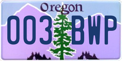 OR license plate 003BWP