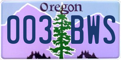OR license plate 003BWS