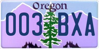 OR license plate 003BXA