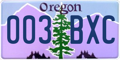 OR license plate 003BXC