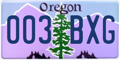 OR license plate 003BXG