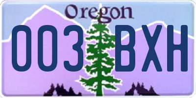 OR license plate 003BXH