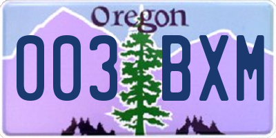 OR license plate 003BXM