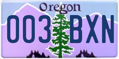 OR license plate 003BXN