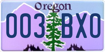 OR license plate 003BXO
