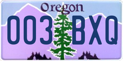 OR license plate 003BXQ