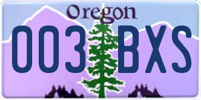 OR license plate 003BXS
