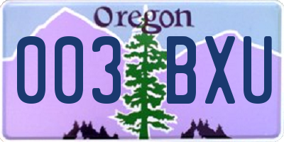 OR license plate 003BXU