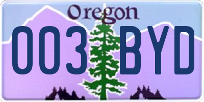 OR license plate 003BYD