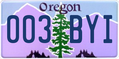 OR license plate 003BYI