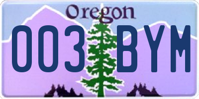 OR license plate 003BYM