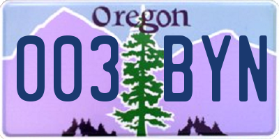 OR license plate 003BYN
