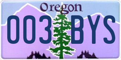 OR license plate 003BYS