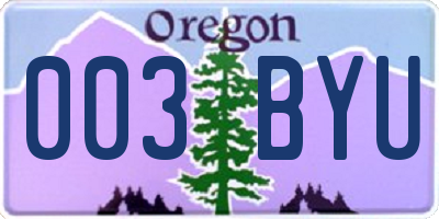OR license plate 003BYU