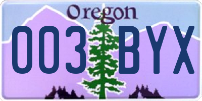 OR license plate 003BYX