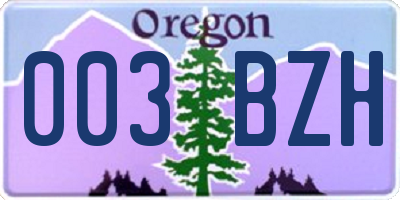 OR license plate 003BZH