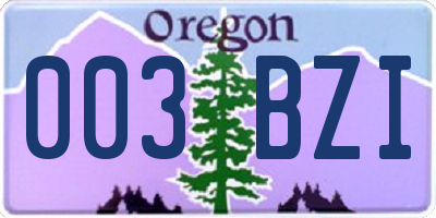 OR license plate 003BZI