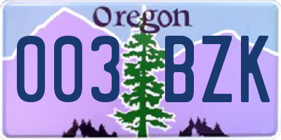 OR license plate 003BZK