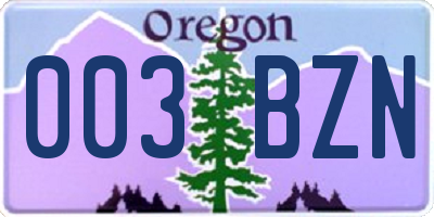 OR license plate 003BZN
