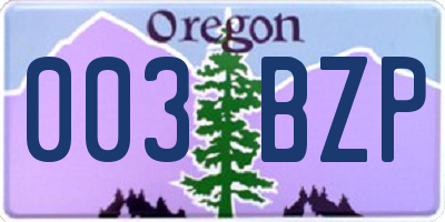 OR license plate 003BZP