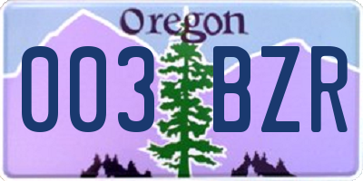OR license plate 003BZR