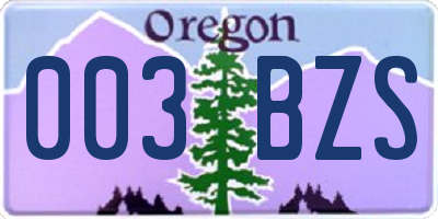 OR license plate 003BZS