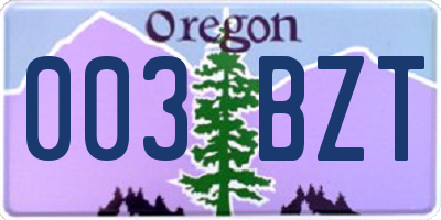 OR license plate 003BZT