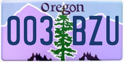 OR license plate 003BZU