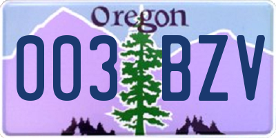 OR license plate 003BZV