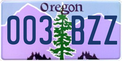 OR license plate 003BZZ