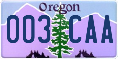 OR license plate 003CAA