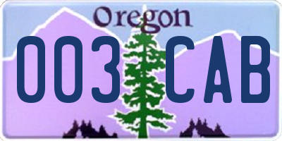 OR license plate 003CAB