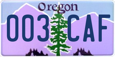 OR license plate 003CAF