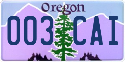 OR license plate 003CAI