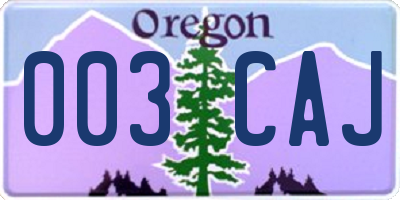 OR license plate 003CAJ