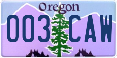 OR license plate 003CAW