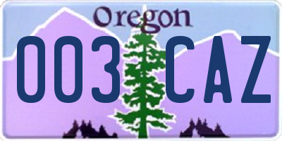 OR license plate 003CAZ