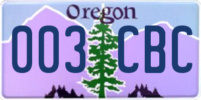 OR license plate 003CBC