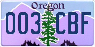 OR license plate 003CBF