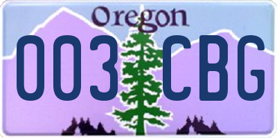 OR license plate 003CBG