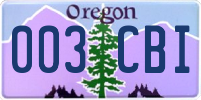 OR license plate 003CBI